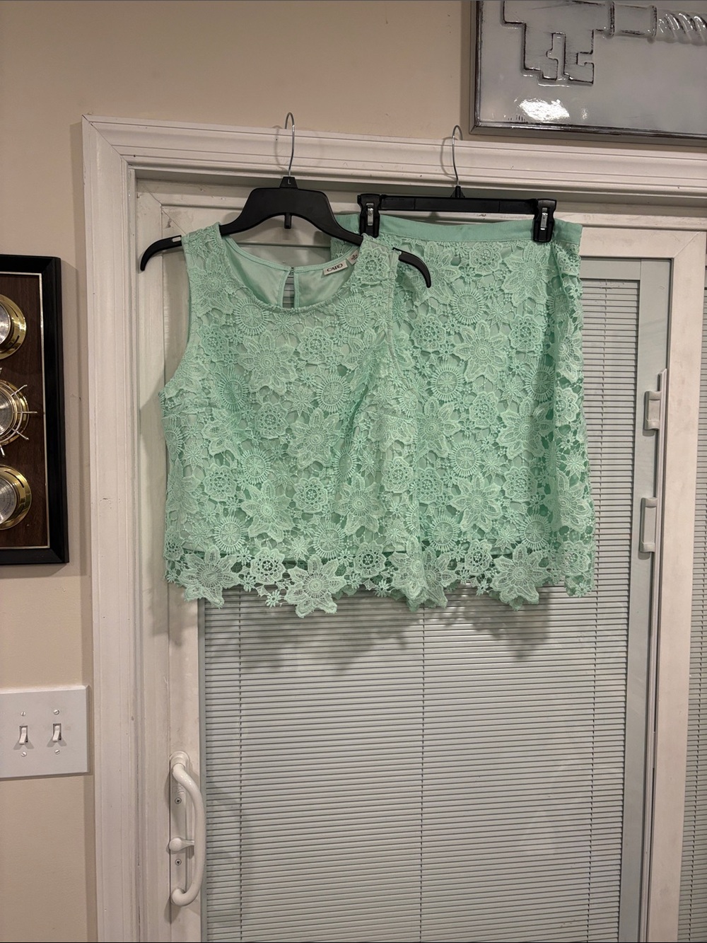 Cato Mint Green Floral Lace Camisole and Skirt Set